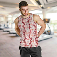 Hawaii Ti Leaf Maile Tuberose Lei Men Tank Top With Hanalei Leaf Red LT05 Red - Polynesian Pride