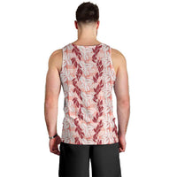 Hawaii Ti Leaf Maile Tuberose Lei Men Tank Top With Hanalei Leaf Red LT05 - Polynesian Pride