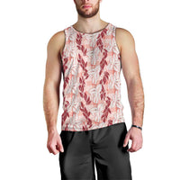 Hawaii Ti Leaf Maile Tuberose Lei Men Tank Top With Hanalei Leaf Red LT05 - Polynesian Pride