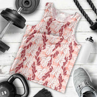 Hawaii Ti Leaf Maile Tuberose Lei Men Tank Top With Hanalei Leaf Red LT05 - Polynesian Pride