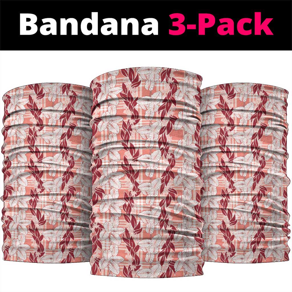 Hawaii Ti Leaf Maile Tuberose Lei Neck Gaiter With Hanalei Leaf Red LT05 package One Size: 25*50cm Red - Polynesian Pride