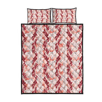 Hawaii Ti Leaf Maile Tuberose Lei Quilt Bed Set With Hanalei Leaf Red LT05 - Polynesian Pride