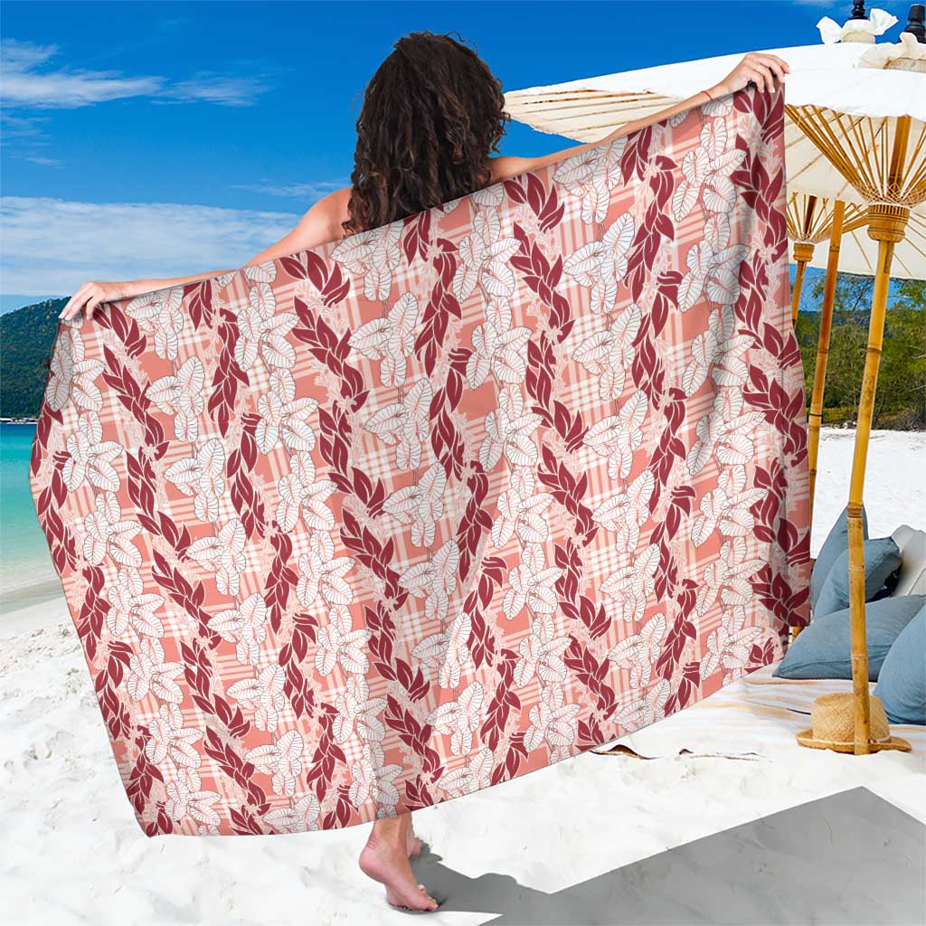 Hawaii Ti Leaf Maile Tuberose Lei Sarong With Hanalei Leaf Red LT05 One Size 44 x 66 inches Red - Polynesian Pride