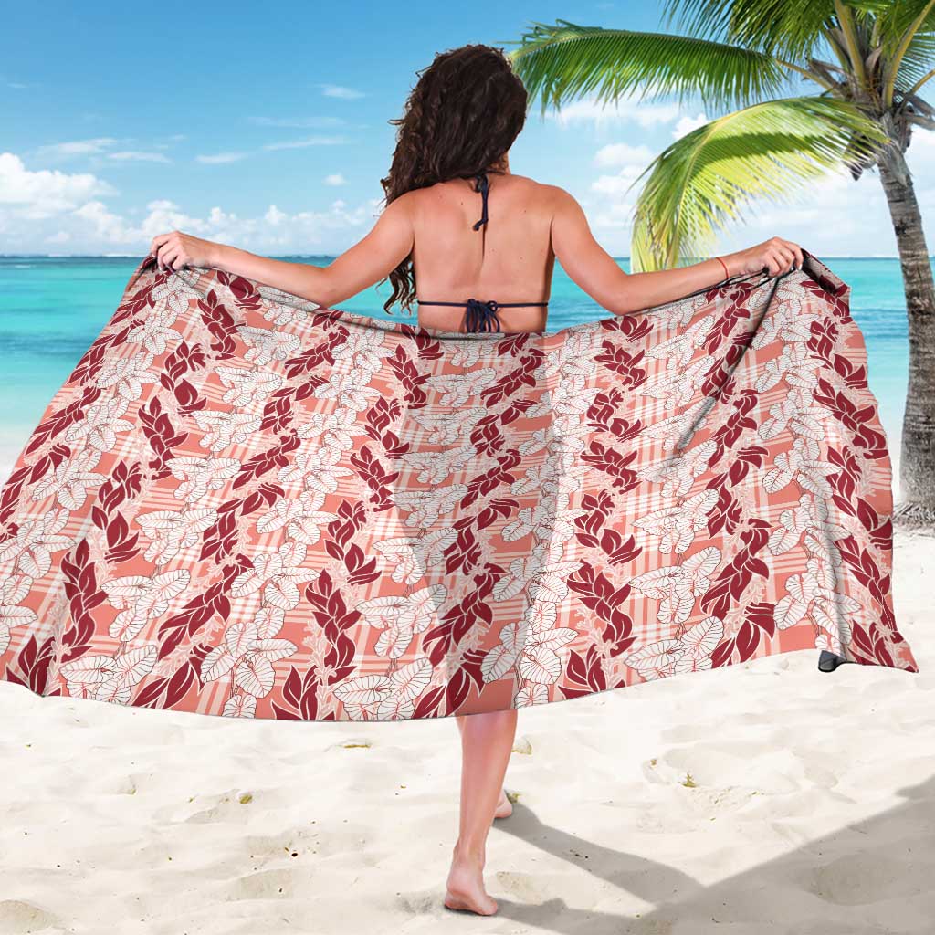 Hawaii Ti Leaf Maile Tuberose Lei Sarong With Hanalei Leaf Red LT05 - Polynesian Pride