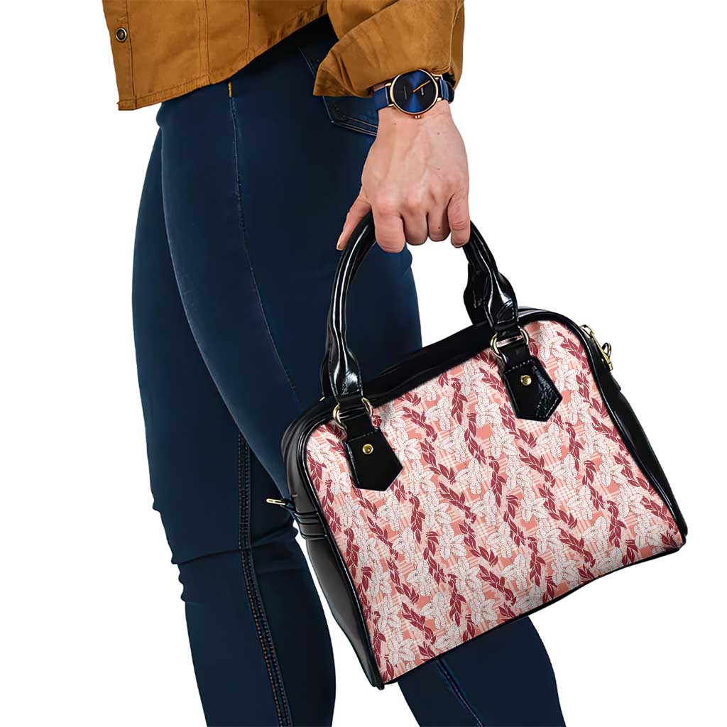 Hawaii Ti Leaf Maile Tuberose Lei Shoulder Handbag With Hanalei Leaf Red LT05 - Polynesian Pride
