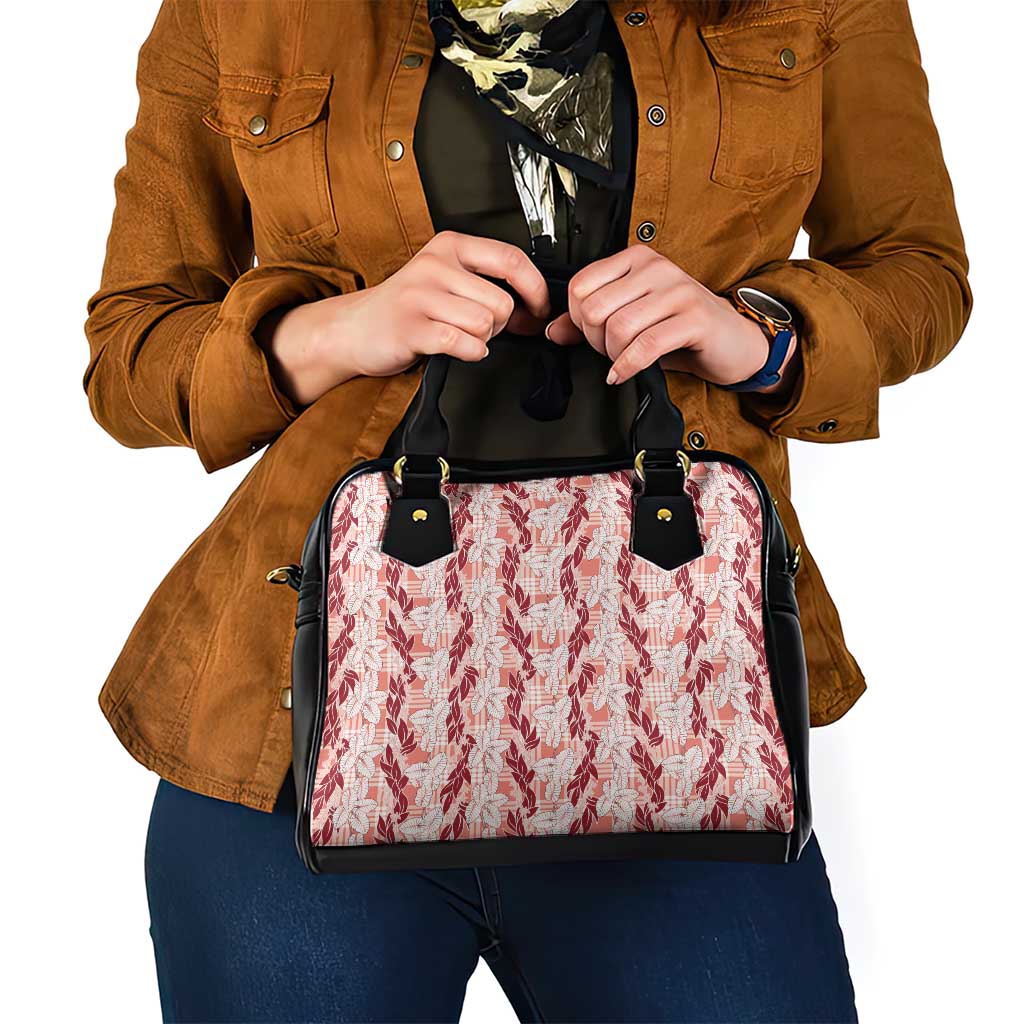 Hawaii Ti Leaf Maile Tuberose Lei Shoulder Handbag With Hanalei Leaf Red LT05 - Polynesian Pride