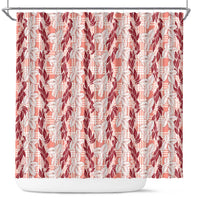 Hawaii Ti Leaf Maile Tuberose Lei Shower Curtain With Hanalei Leaf Red LT05 Red - Polynesian Pride