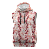 Hawaii Ti Leaf Maile Tuberose Lei Sleeveless Hoodie With Hanalei Leaf Red