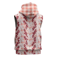 Hawaii Ti Leaf Maile Tuberose Lei Sleeveless Hoodie With Hanalei Leaf Red