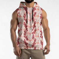 Hawaii Ti Leaf Maile Tuberose Lei Sleeveless Hoodie With Hanalei Leaf Red