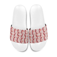 Hawaii Ti Leaf Maile Tuberose Lei Slide Sandals With Hanalei Leaf Red LT05 Red - Polynesian Pride