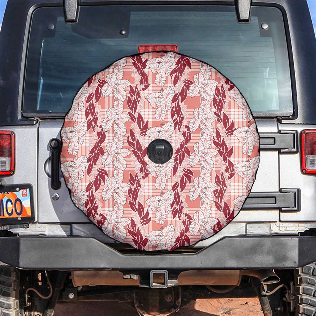 Hawaii Ti Leaf Maile Tuberose Lei Spare Tire Cover With Hanalei Leaf Red LT05 Red - Polynesian Pride