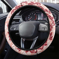 Hawaii Ti Leaf Maile Tuberose Lei Steering Wheel Cover With Hanalei Leaf Red LT05 - Polynesian Pride