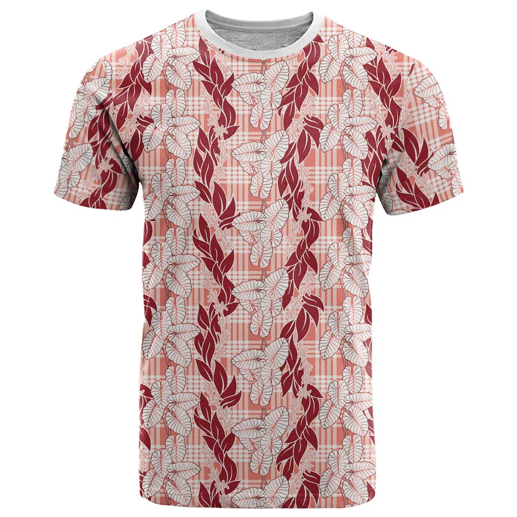 Hawaii Ti Leaf Maile Tuberose Lei T Shirt With Hanalei Leaf Red LT05 Red - Polynesian Pride