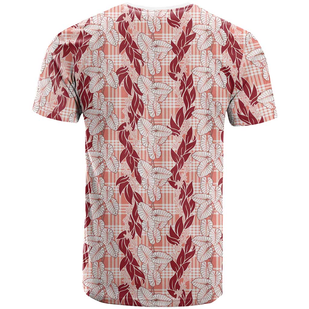 Hawaii Ti Leaf Maile Tuberose Lei T Shirt With Hanalei Leaf Red LT05 - Polynesian Pride