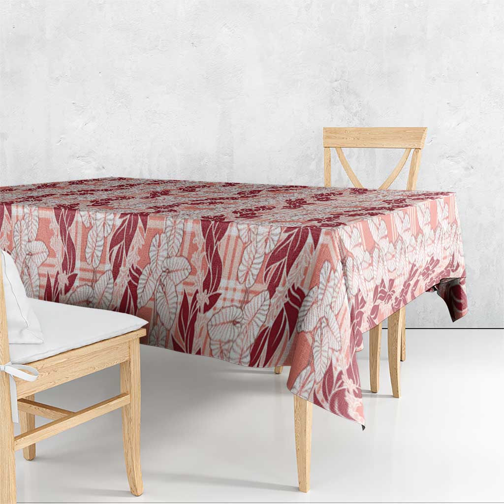 Hawaii Ti Leaf Maile Tuberose Lei Tablecloth With Hanalei Leaf Red LT05 - Polynesian Pride