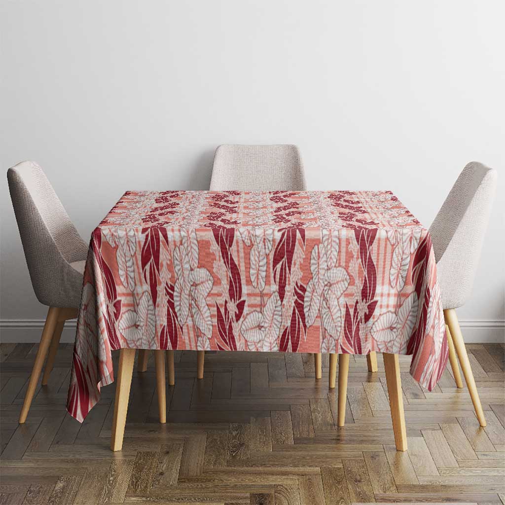Hawaii Ti Leaf Maile Tuberose Lei Tablecloth With Hanalei Leaf Red LT05 - Polynesian Pride