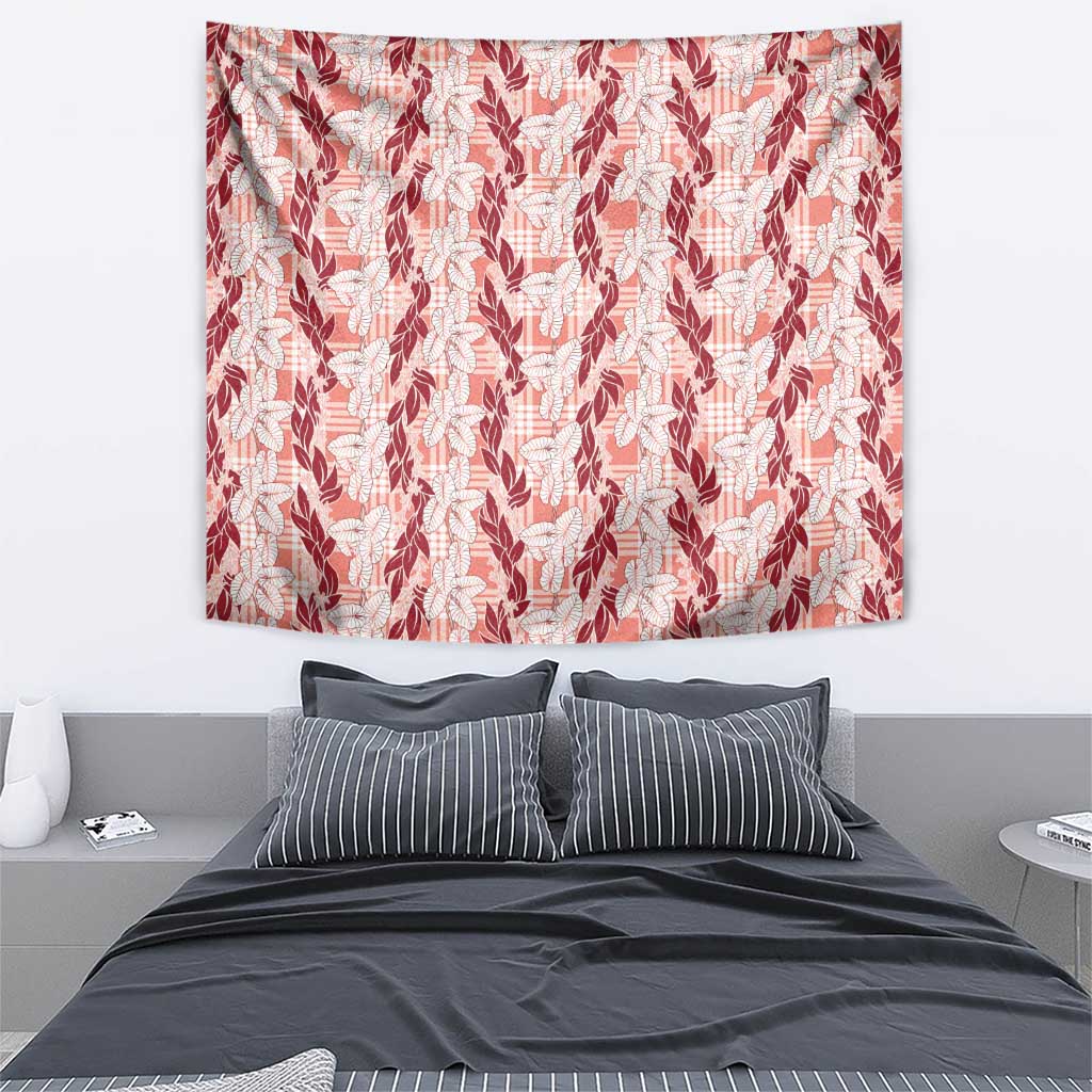 Hawaii Ti Leaf Maile Tuberose Lei Tapestry With Hanalei Leaf Red LT05 - Polynesian Pride