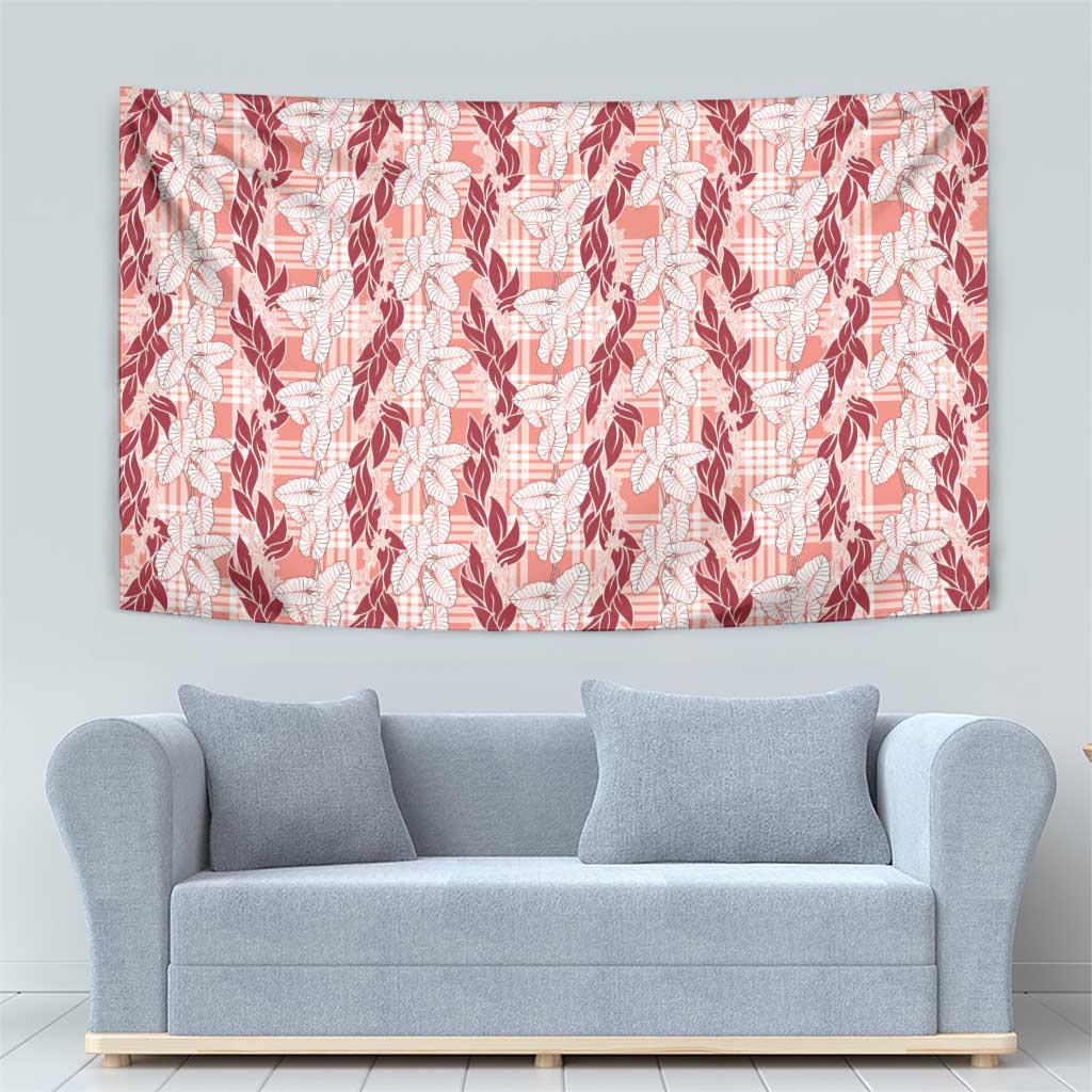 Hawaii Ti Leaf Maile Tuberose Lei Tapestry With Hanalei Leaf Red LT05 - Polynesian Pride