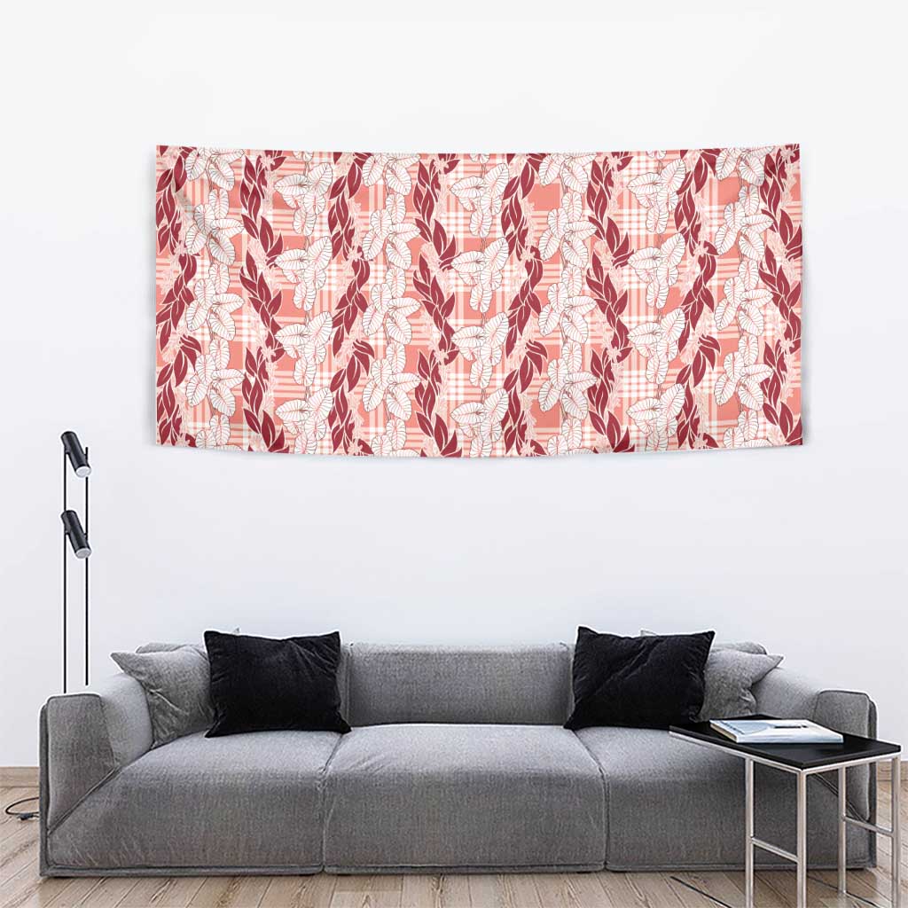 Hawaii Ti Leaf Maile Tuberose Lei Tapestry With Hanalei Leaf Red LT05 - Polynesian Pride