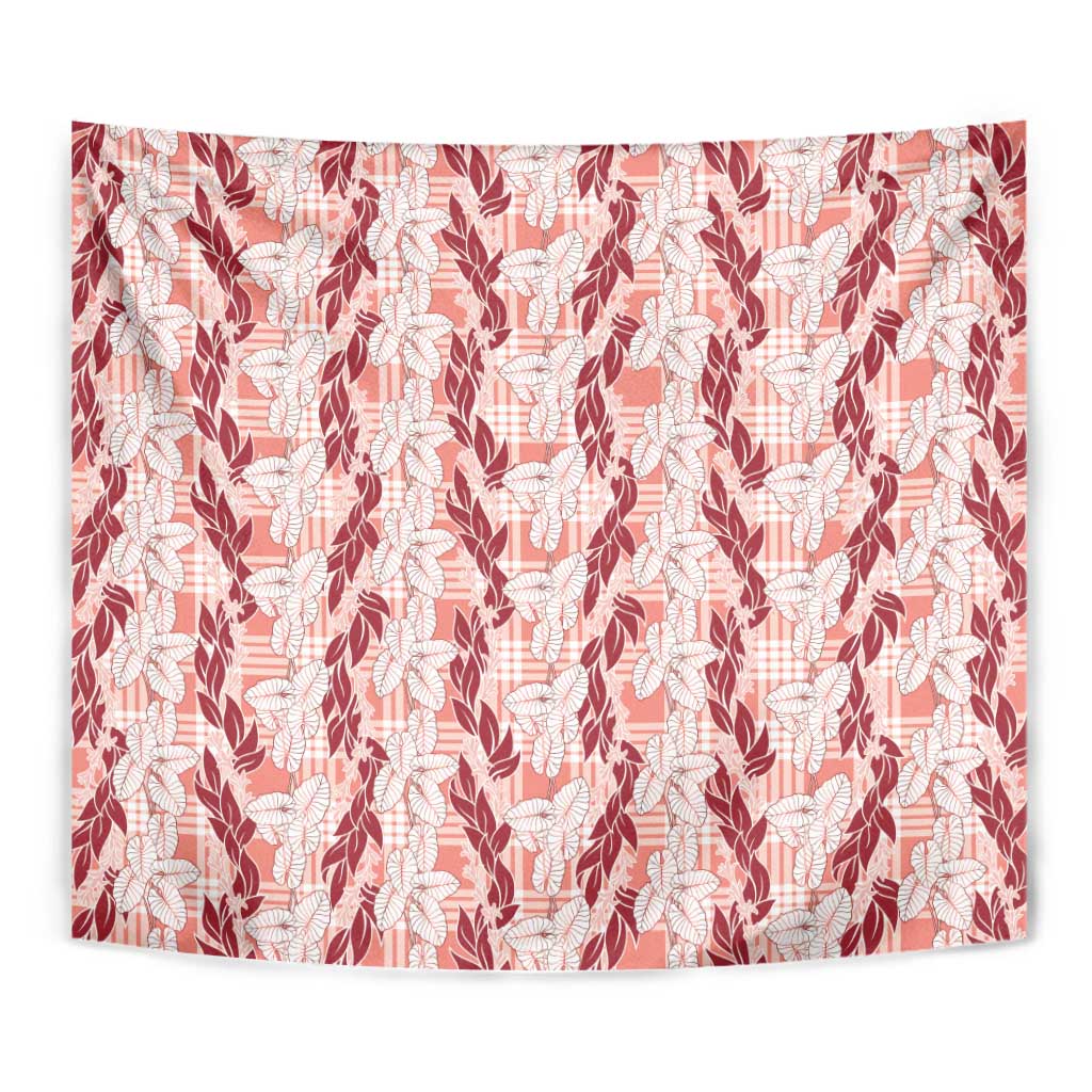 Hawaii Ti Leaf Maile Tuberose Lei Tapestry With Hanalei Leaf Red LT05 - Polynesian Pride