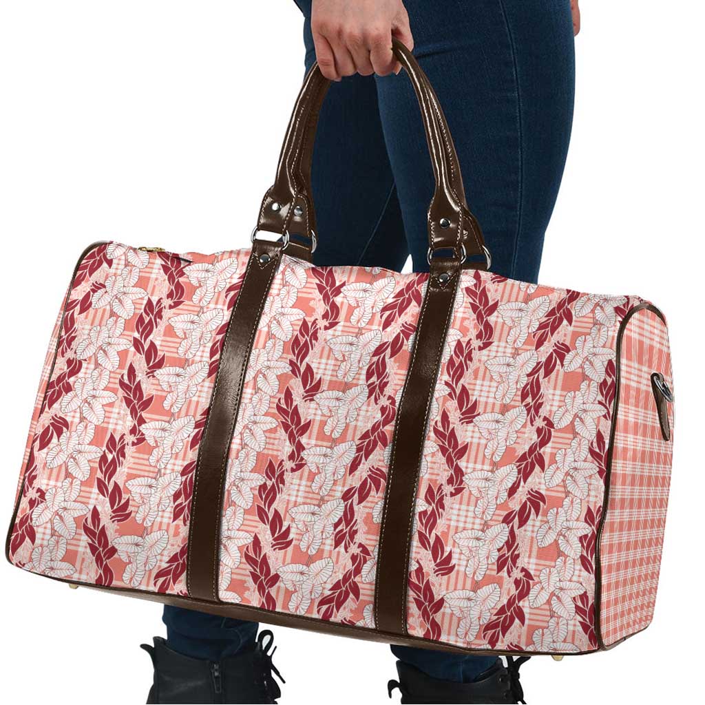 Hawaii Ti Leaf Maile Tuberose Lei Travel Bag With Hanalei Leaf Red LT05 - Polynesian Pride