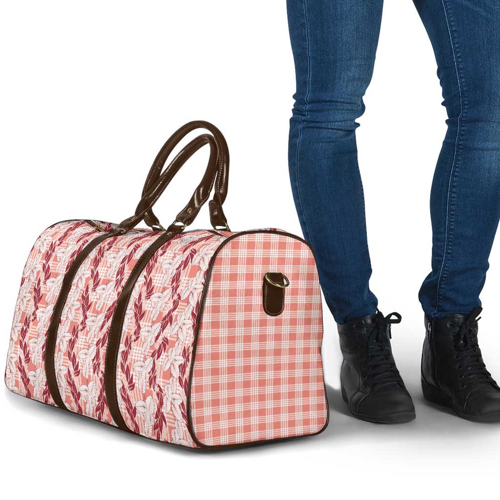 Hawaii Ti Leaf Maile Tuberose Lei Travel Bag With Hanalei Leaf Red LT05 - Polynesian Pride