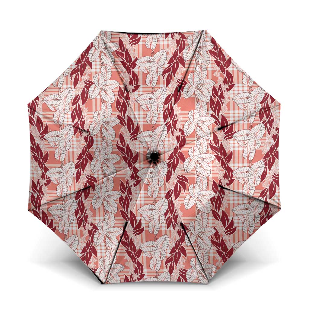 Hawaii Ti Leaf Maile Tuberose Lei Umbrella With Hanalei Leaf Red LT05 One Size Folded 11.42 inch Opened Diameter 37.4 inch Red - Polynesian Pride
