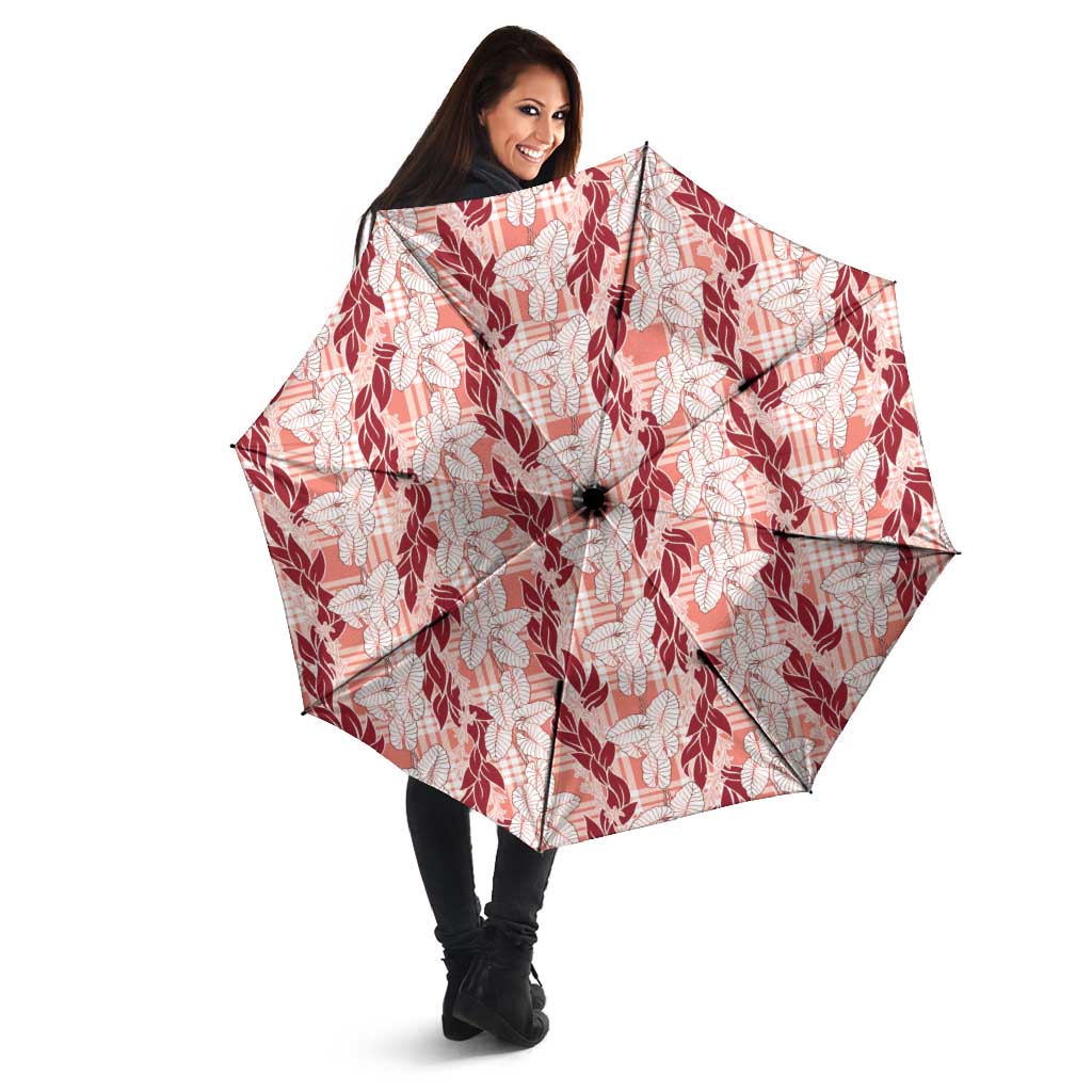 Hawaii Ti Leaf Maile Tuberose Lei Umbrella With Hanalei Leaf Red LT05 - Polynesian Pride