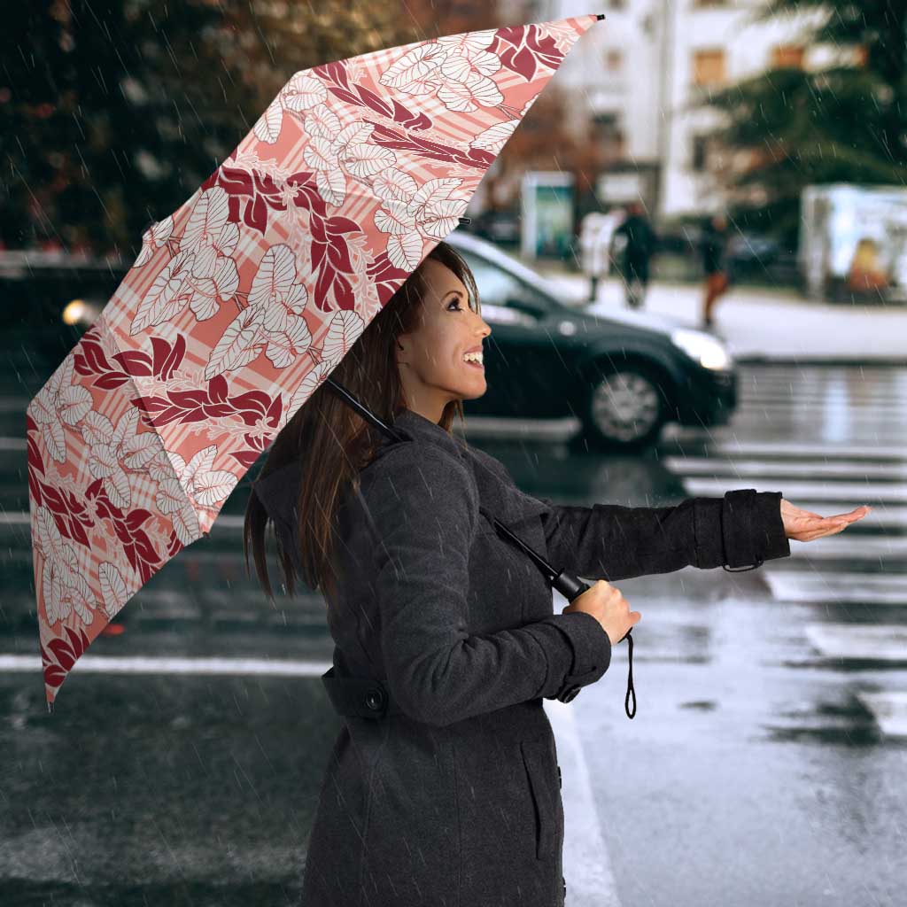 Hawaii Ti Leaf Maile Tuberose Lei Umbrella With Hanalei Leaf Red LT05 - Polynesian Pride