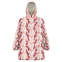 Hawaii Ti Leaf Maile Tuberose Lei Wearable Blanket Hoodie With Hanalei Leaf Red LT05 One Size Red - Polynesian Pride