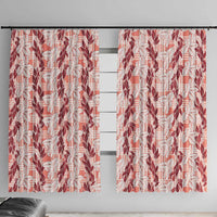 Hawaii Ti Leaf Maile Tuberose Lei Window Curtain With Hanalei Leaf Red LT05 With Hooks Red - Polynesian Pride