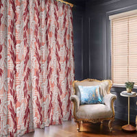 Hawaii Ti Leaf Maile Tuberose Lei Window Curtain With Hanalei Leaf Red LT05 - Polynesian Pride