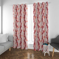Hawaii Ti Leaf Maile Tuberose Lei Window Curtain With Hanalei Leaf Red LT05 With Grommets Red - Polynesian Pride