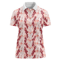 Hawaii Ti Leaf Maile Tuberose Lei Women Polo Shirt With Hanalei Leaf Red LT05 Female Red - Polynesian Pride