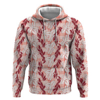 Hawaii Ti Leaf Maile Tuberose Lei Zip Hoodie With Hanalei Leaf Red LT05 Pullover Hoodie Red - Polynesian Pride