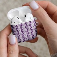 Hawaii Ti Leaf Maile Tuberose Lei AirPods Case With Hanalei Leaf Purple
