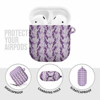 Hawaii Ti Leaf Maile Tuberose Lei AirPods Case With Hanalei Leaf Purple