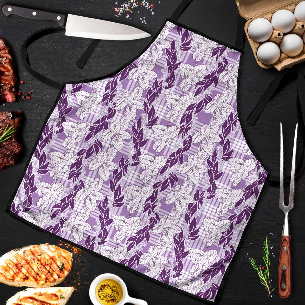 Hawaii Ti Leaf Maile Tuberose Lei Apron With Hanalei Leaf Purple LT05 Purple - Polynesian Pride
