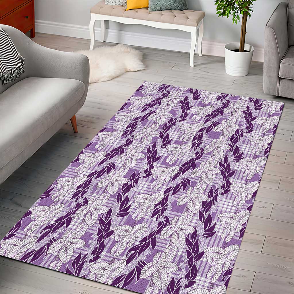 Hawaii Ti Leaf Maile Tuberose Lei Area Rug With Hanalei Leaf Purple LT05 - Polynesian Pride