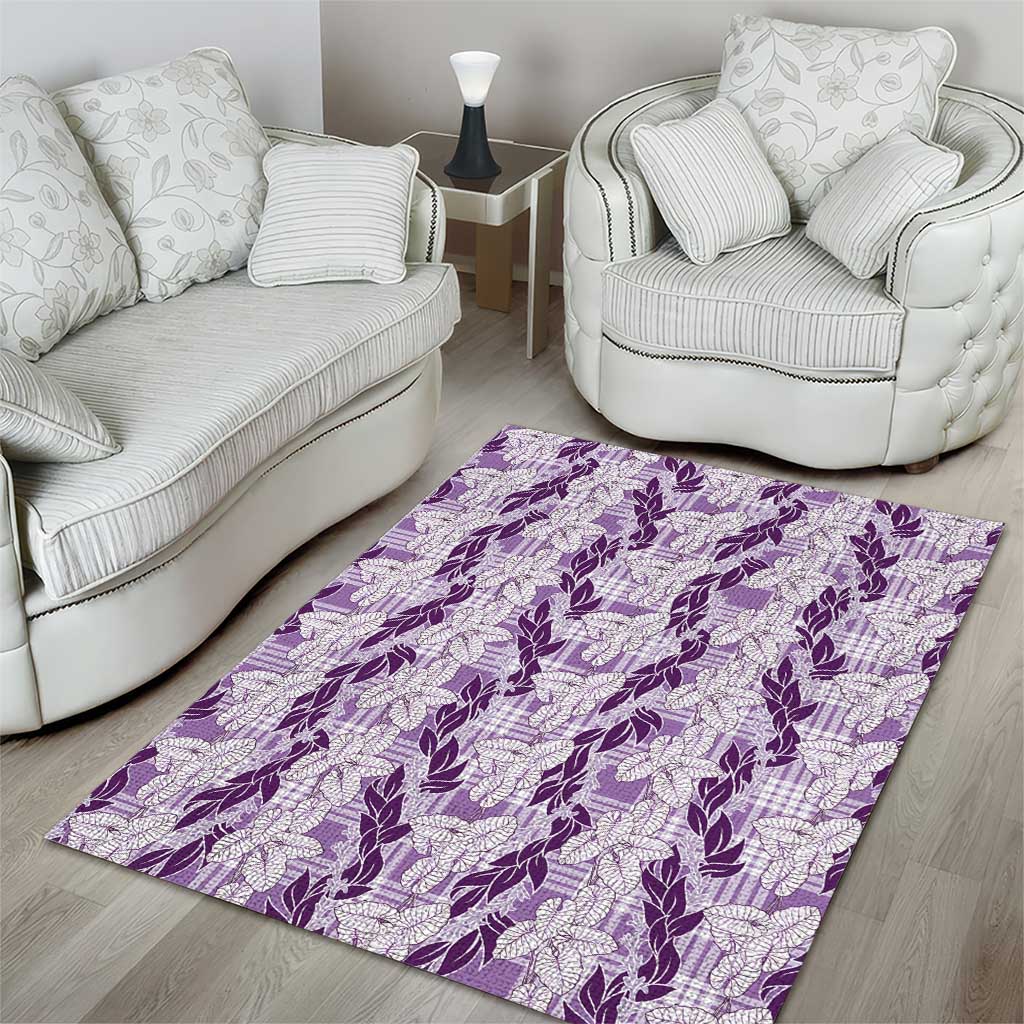 Hawaii Ti Leaf Maile Tuberose Lei Area Rug With Hanalei Leaf Purple LT05 - Polynesian Pride