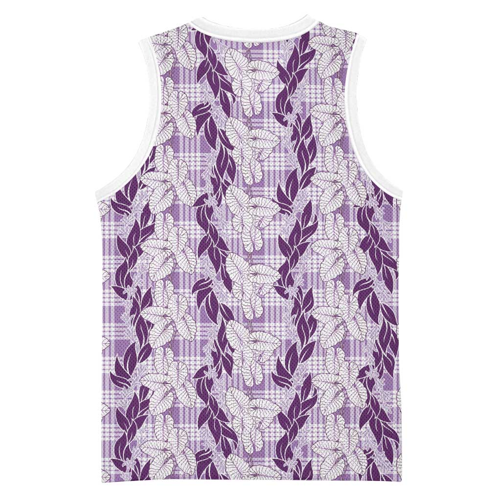 Hawaii Ti Leaf Maile Tuberose Lei Basketball Jersey With Hanalei Leaf Purple LT05 - Polynesian Pride