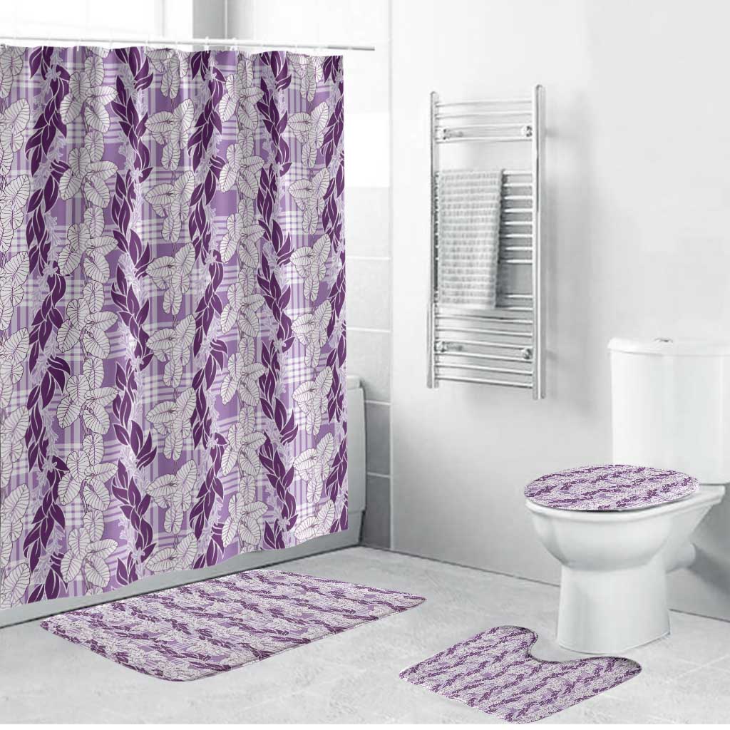 Hawaii Ti Leaf Maile Tuberose Lei Bathroom Set With Hanalei Leaf Purple