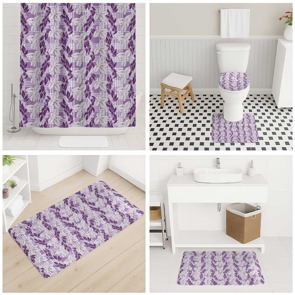 Hawaii Ti Leaf Maile Tuberose Lei Bathroom Set With Hanalei Leaf Purple