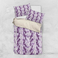 Hawaii Ti Leaf Maile Tuberose Lei Bedding Set With Hanalei Leaf Purple LT05 US Twin 172cm x 218cm Purple - Polynesian Pride