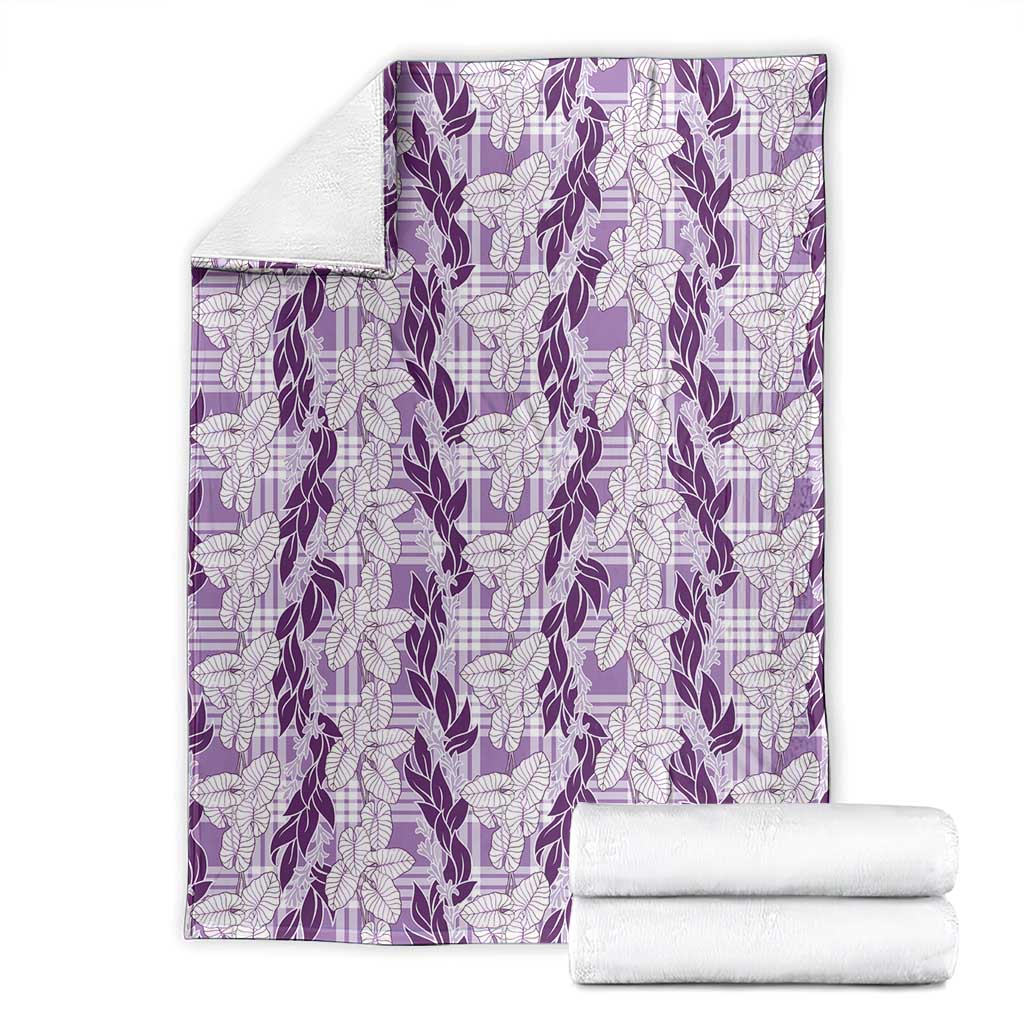 Hawaii Ti Leaf Maile Tuberose Lei Blanket With Hanalei Leaf Purple LT05 - Polynesian Pride