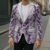 Hawaii Ti Leaf Maile Tuberose Lei Blazer With Hanalei Leaf Purple LT05 - Polynesian Pride