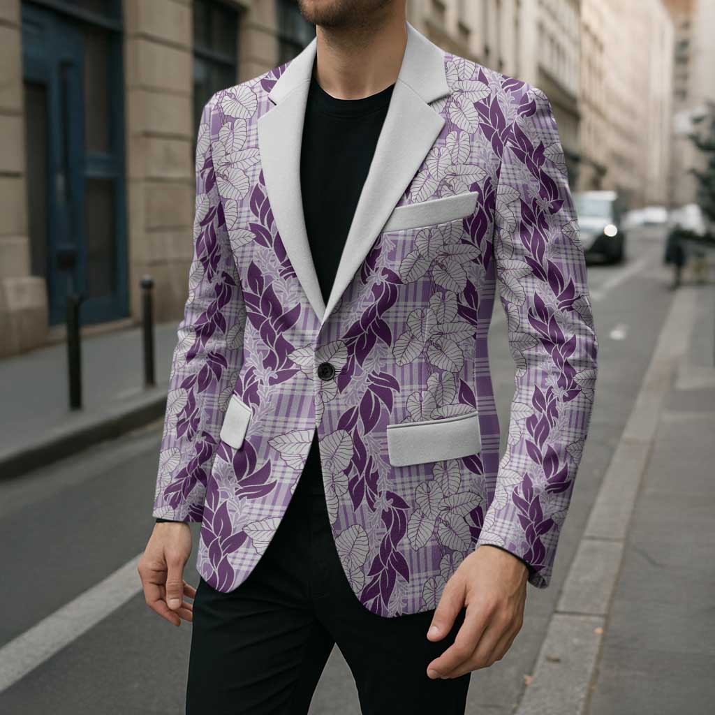 Hawaii Ti Leaf Maile Tuberose Lei Blazer With Hanalei Leaf Purple LT05 - Polynesian Pride