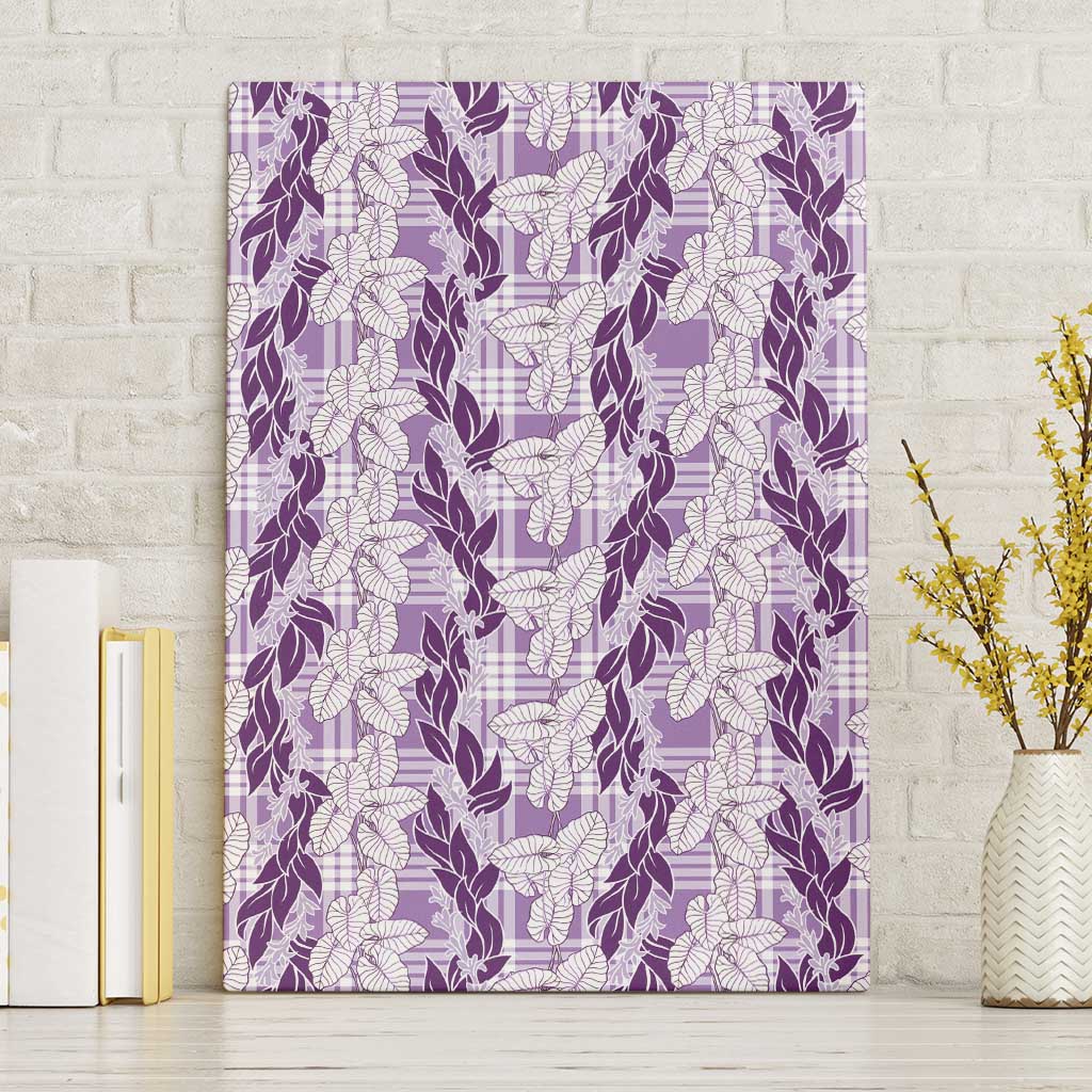 Hawaii Ti Leaf Maile Tuberose Lei Canvas Wall Art With Hanalei Leaf Purple LT05 Without Frame Purple - Polynesian Pride