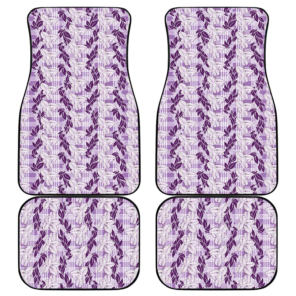 Hawaii Ti Leaf Maile Tuberose Lei Car Mats With Hanalei Leaf Purple LT05 - Polynesian Pride